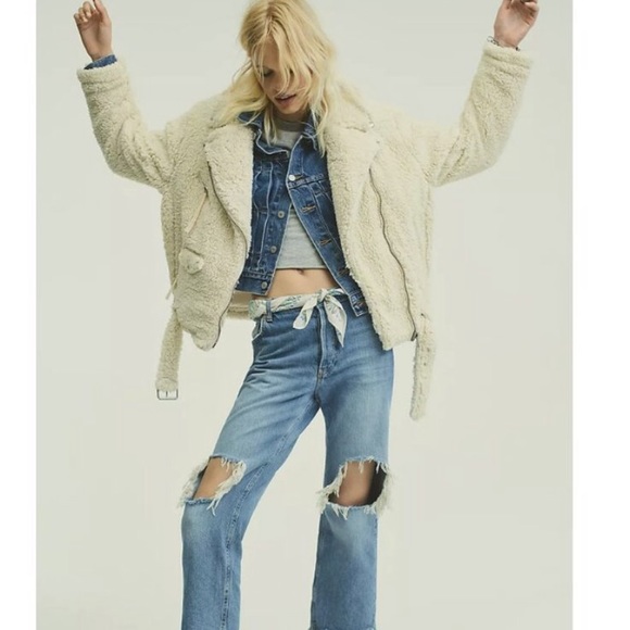 Free people so cozy slouchy teddy sherpa jacket coat - Picture 3 of 6